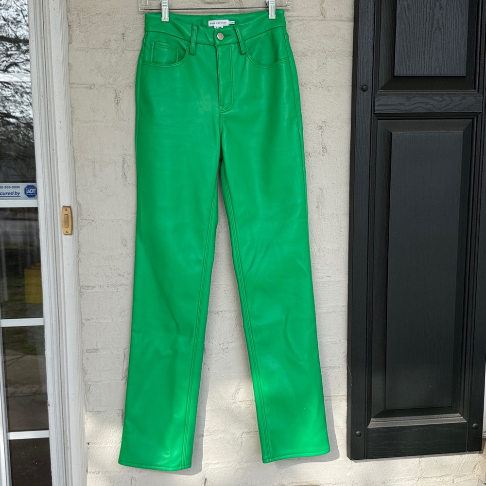 Good American Good Icon Faux Leather Pants Summer Green Size 2/26 - Picture 9 of 10
